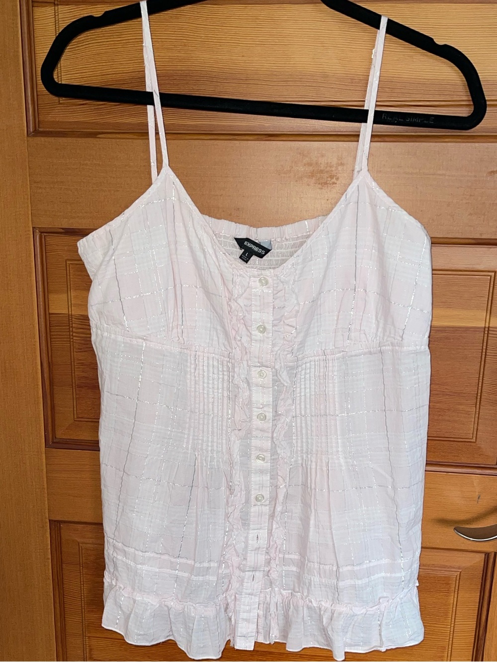 Express Light Pink Ruffle-Hem Button-Front Camisole - EUC